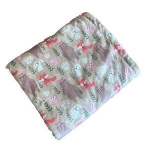 Hudson Baby Blanket Woodland Animals Fox Owl Deer Squirrel White Sherpa Lovey HB